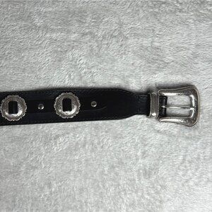 Kate Cate Western Style Womens M Calfskin Belt With Silver-Tone Buckle & Embelli